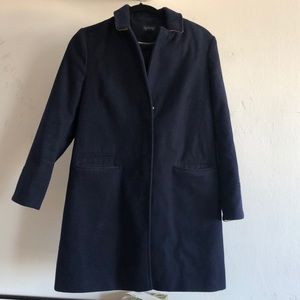 Topshop navy blue pea coat with zipper